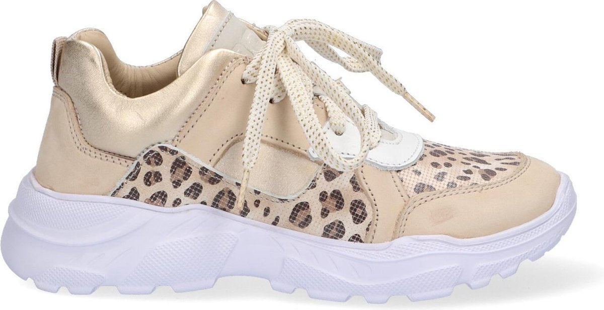 Braqeez 421304-513 Meisjes Lage Sneakers - Goud - Leer - Veters