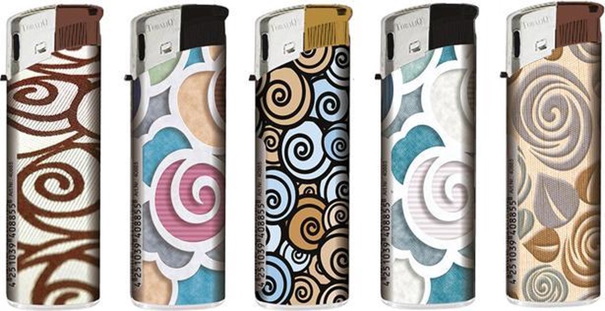 Tobaliq Elektronische Piezo Aansteker "Floral" Designs (5 Stuks)