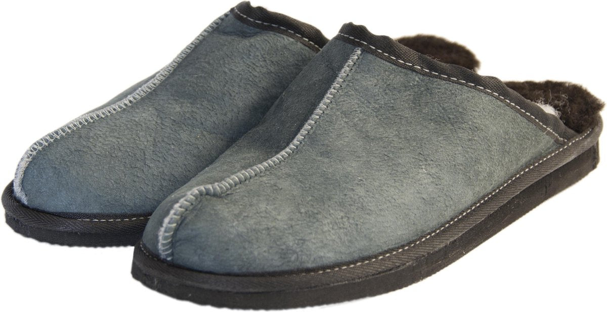 Schapenvacht pantoffels - Lamsvacht heren slippers - Grijs - Maat 37