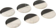 J-Line Set Van 6 Onderzetter Marmer Zwart/Wit/Zilver