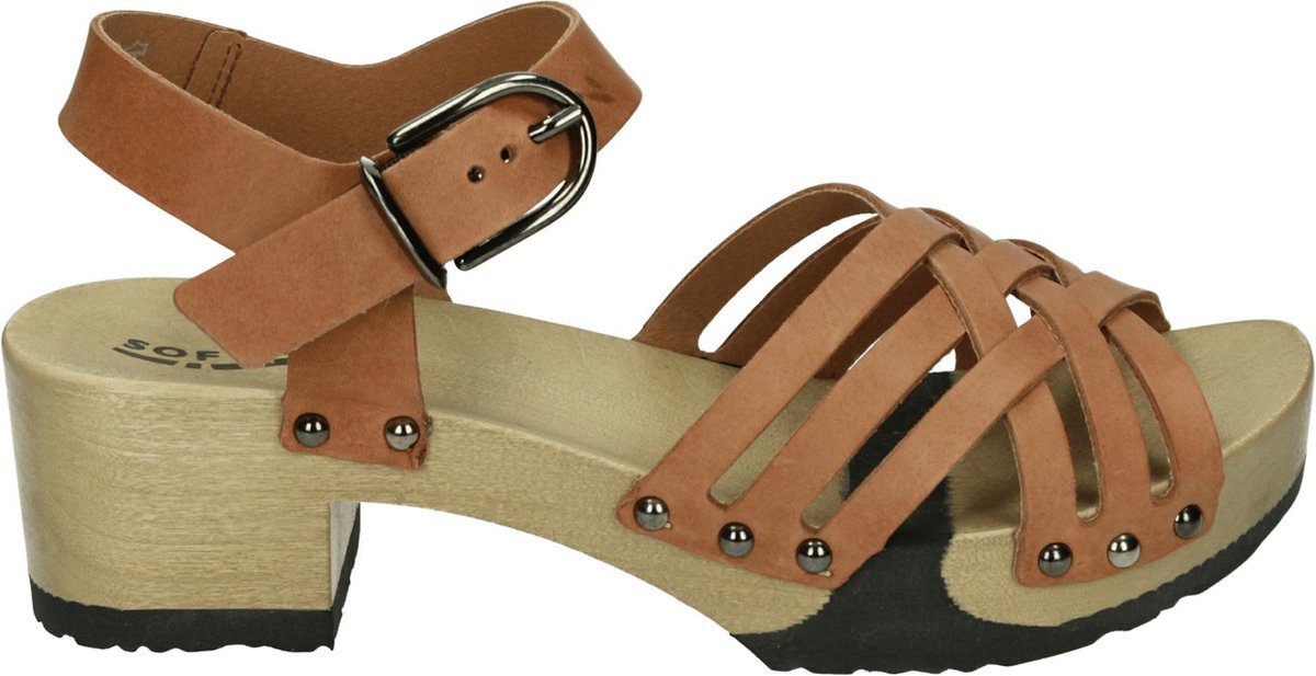 Softclox S3470 PAMINA - Volwassenen Platte sandalenDames Sandalen - Kleur: Cognac - Maat: 41