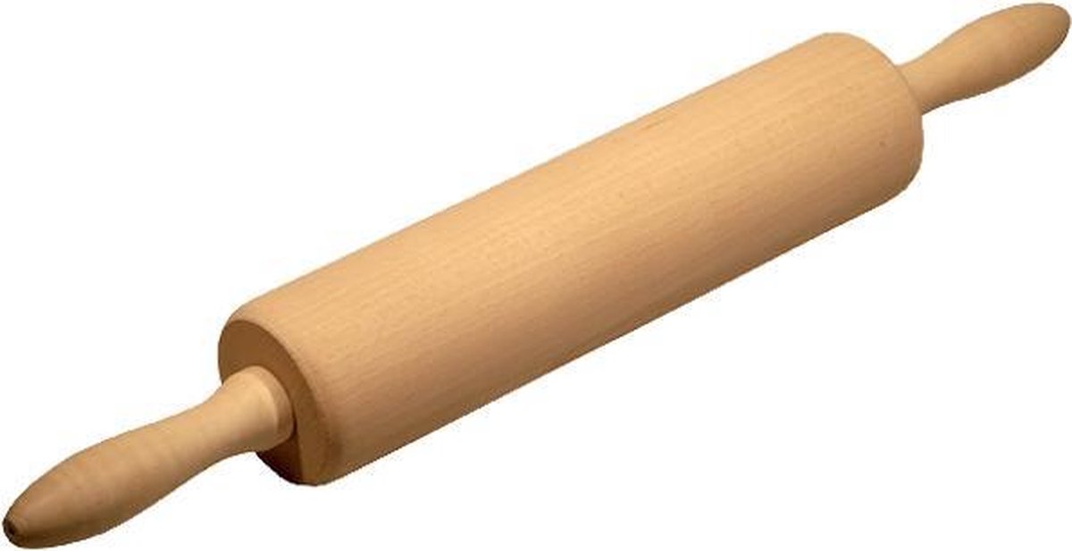 Houten deegroller (40 cm) met RVS as