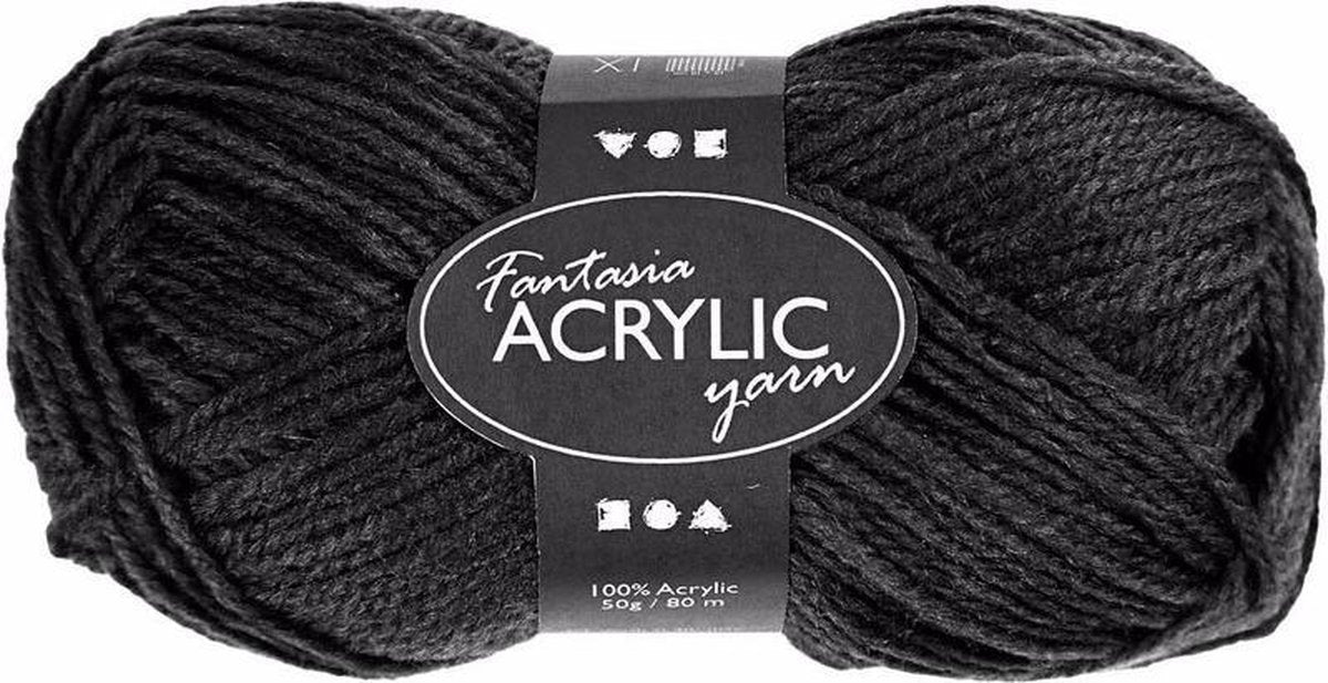 Zwart acryl garen 80 meter