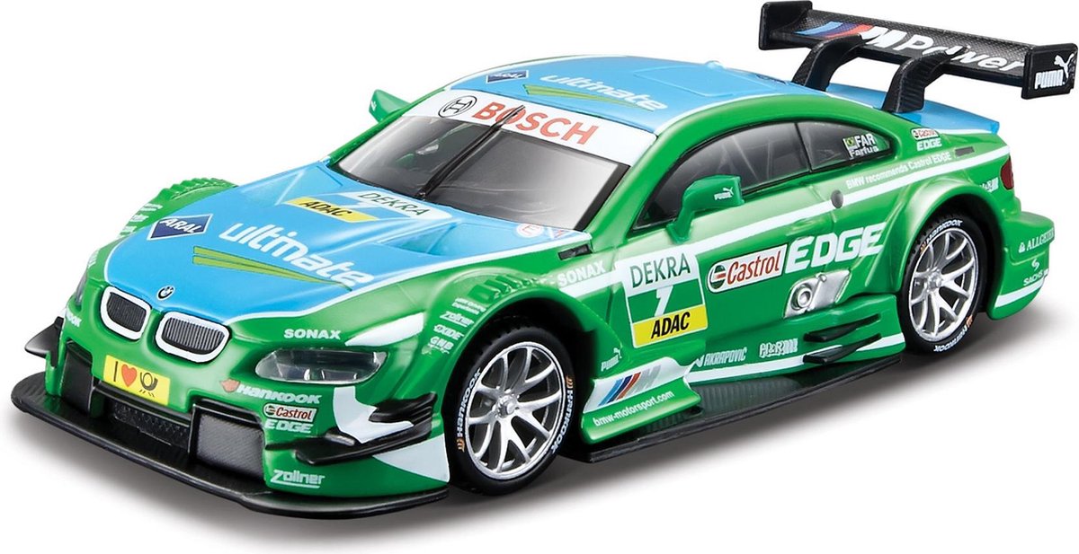Bburago BMW M3 DTM #7 AUGUSTO FARFUS 2012 groen/blauw schaalmodel 1:32