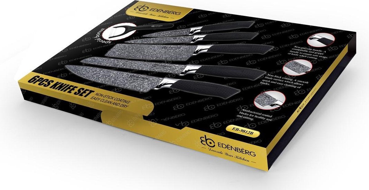 Edënbërg Black Line - Non Stick Coating - Messenset - 6 delig