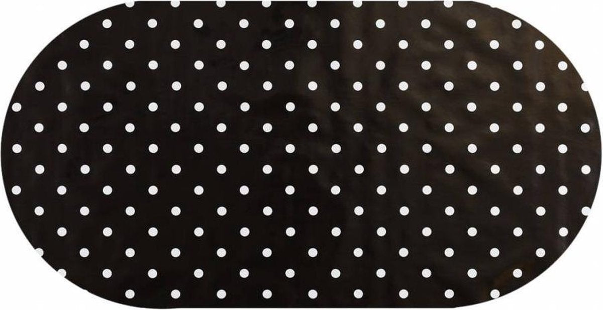 MixMamas Tafelzeil Ovaal - 140 x 250 cm - Stippen - Zwart/Wit