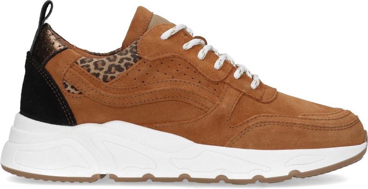 Manfield - Dames - Bruine sneakers van suède - Maat 38