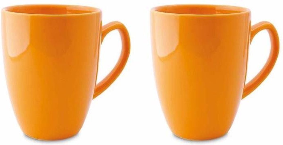 Mokken en bekers Joy - Keramiek - Oranje - 2 stuks - 350 ml