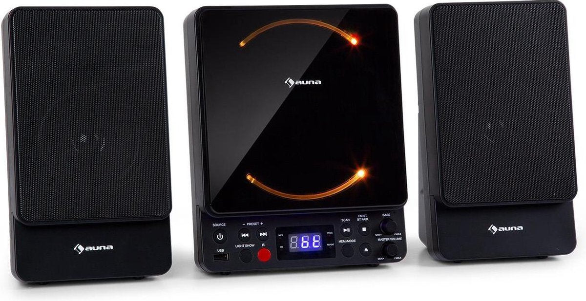 auna Microstar microsysteem verticale installatie CD speler bluetooth USB poort afstandsbediening