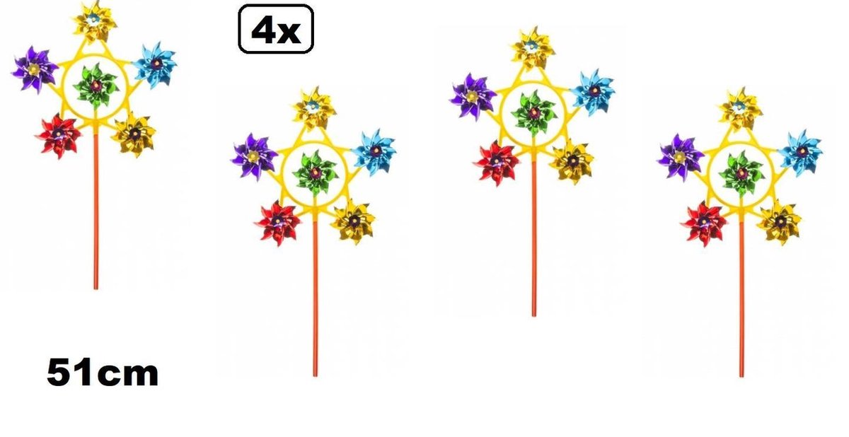 4x Wind molen bloem 51 cm - wind zomer fun feest molen