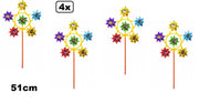 4x Wind molen bloem 51 cm - wind zomer fun feest molen