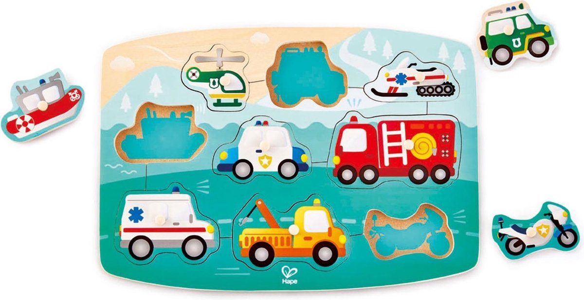 Hape Toys Emergency Peg Puzzle Contourpuzzel 10 stuk(s)