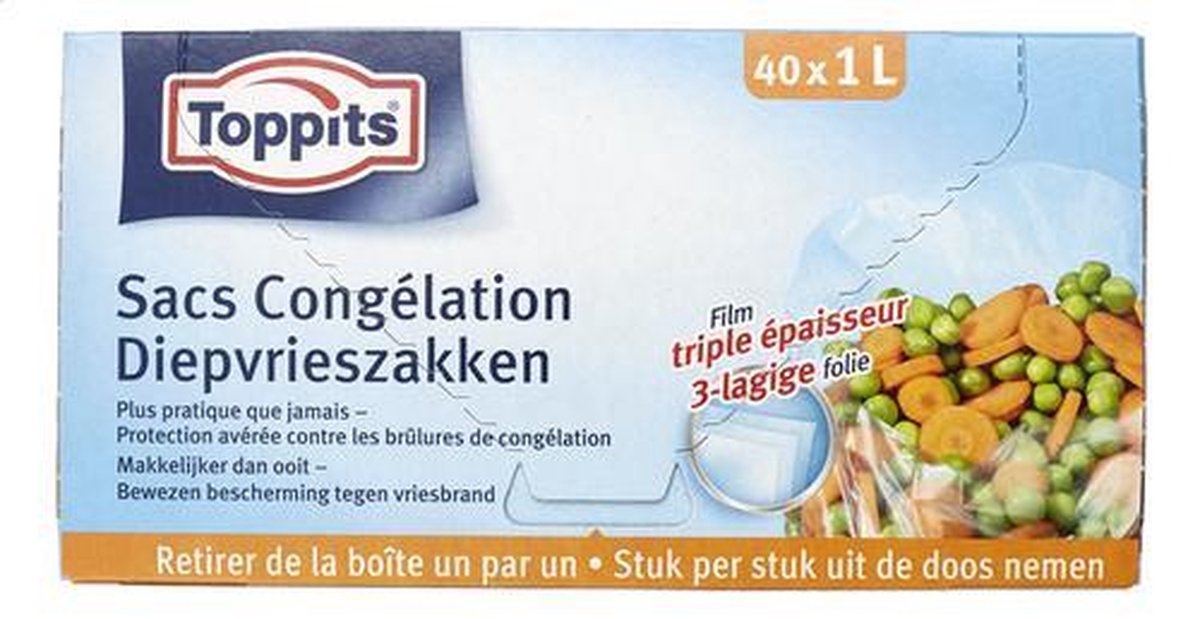 Toppits - Diepvrieszakken - 1 liter - 40 zakjes