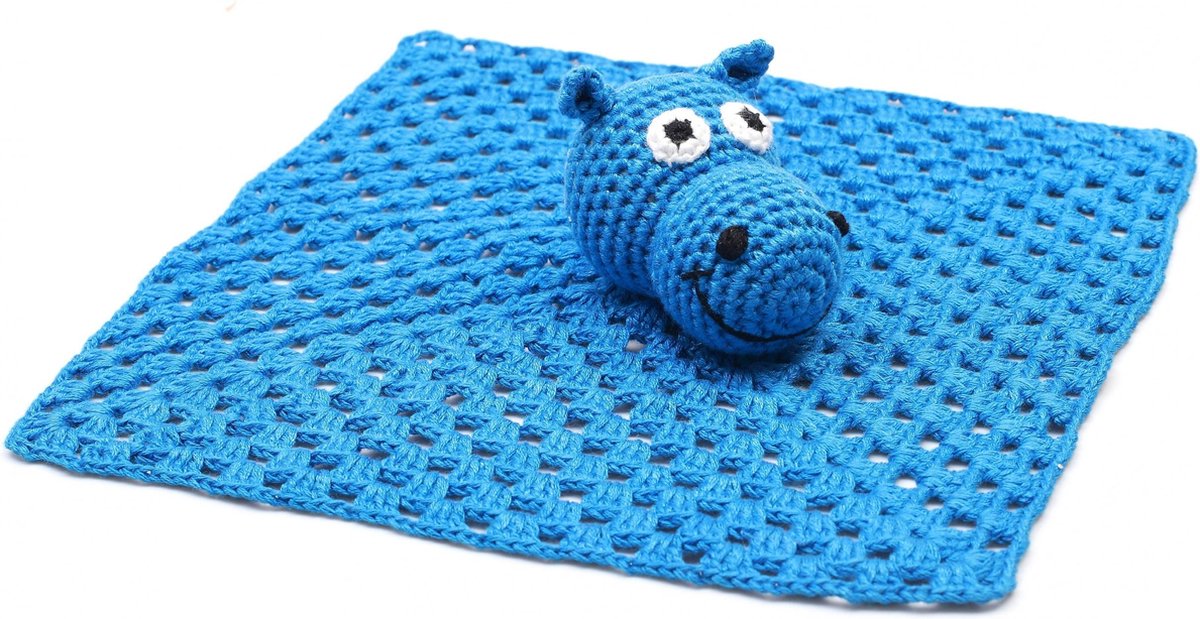 Naturezoo Knuffeldoekje Nijlpaard Gehaakt 10 Cm Donkerblauw