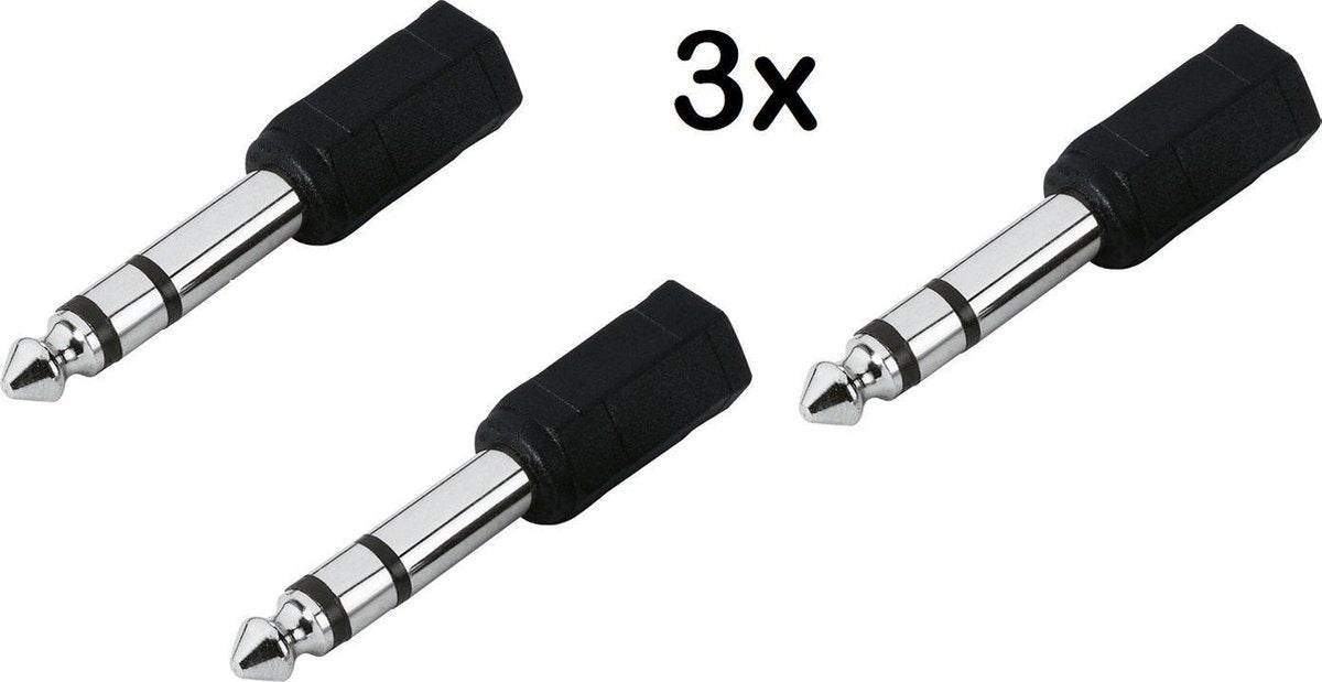 3 Pack Voordeel set Jack Aux Audio - 3.35mm vrouwelijk naar 6.3mm mannelijk