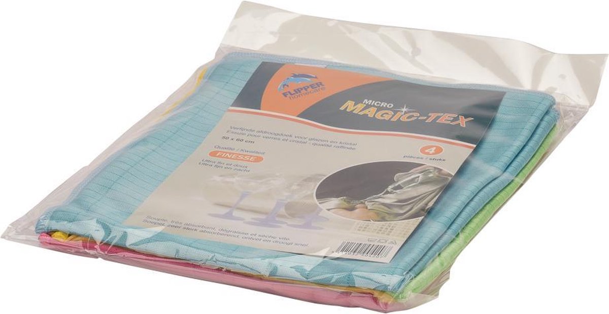 Flipper Finesse Microvezeldoeken - 50 x 60cm - 4 Stuks - Verschillende Kleuren