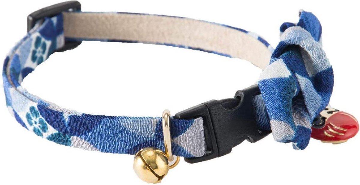 NECOICHI Daruma kattenhalsband blauw met strik