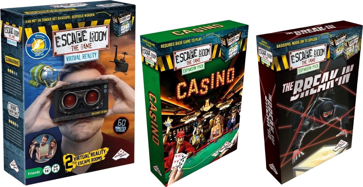 Escape Room Uitbreidingsbundel - 3 Stuks - Virtual Reality VR & Casino & The Break-in