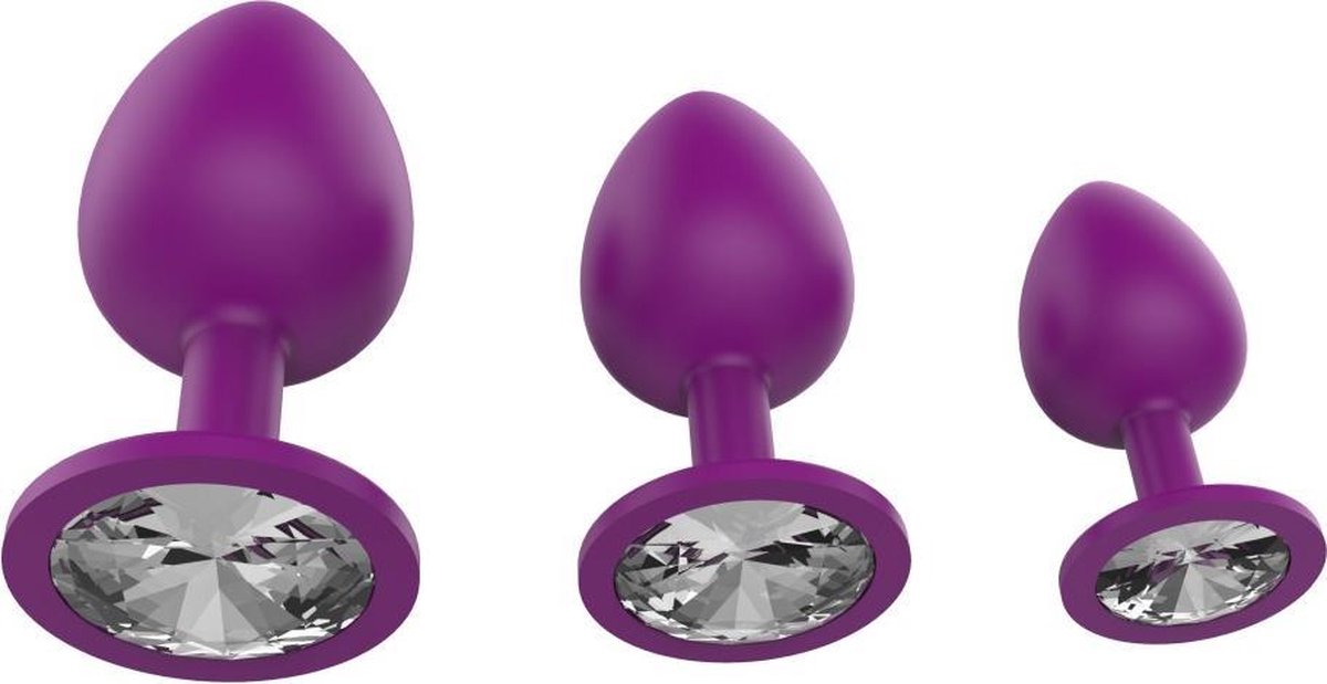 LustGlider Buttplug Classic Plug Set with crystal Paars