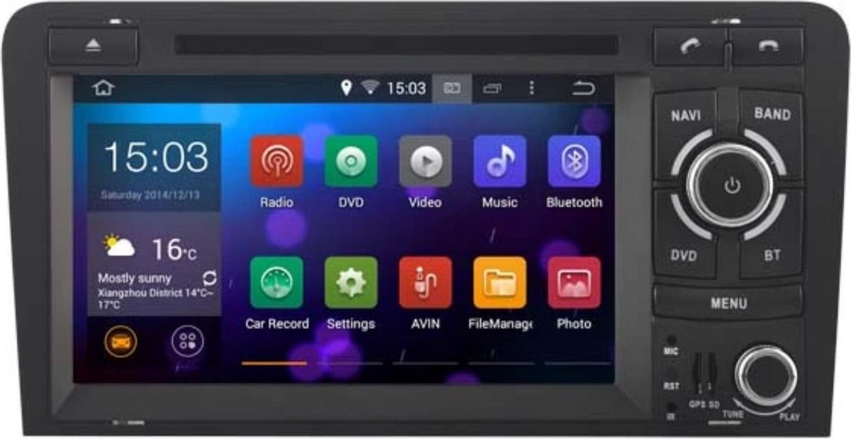 Voltario® radio navigatie passend op Audi A3 radio navigatie bluetooth usb 2 din 4GB 32GB OCTA CORE