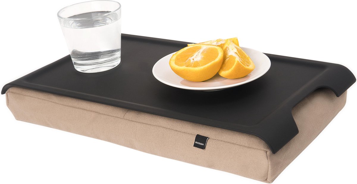 Bosign mini (kleine) Laptray/Schoottafel camel/zwart antislip bovenblad - 43 x 23 x 6 cm