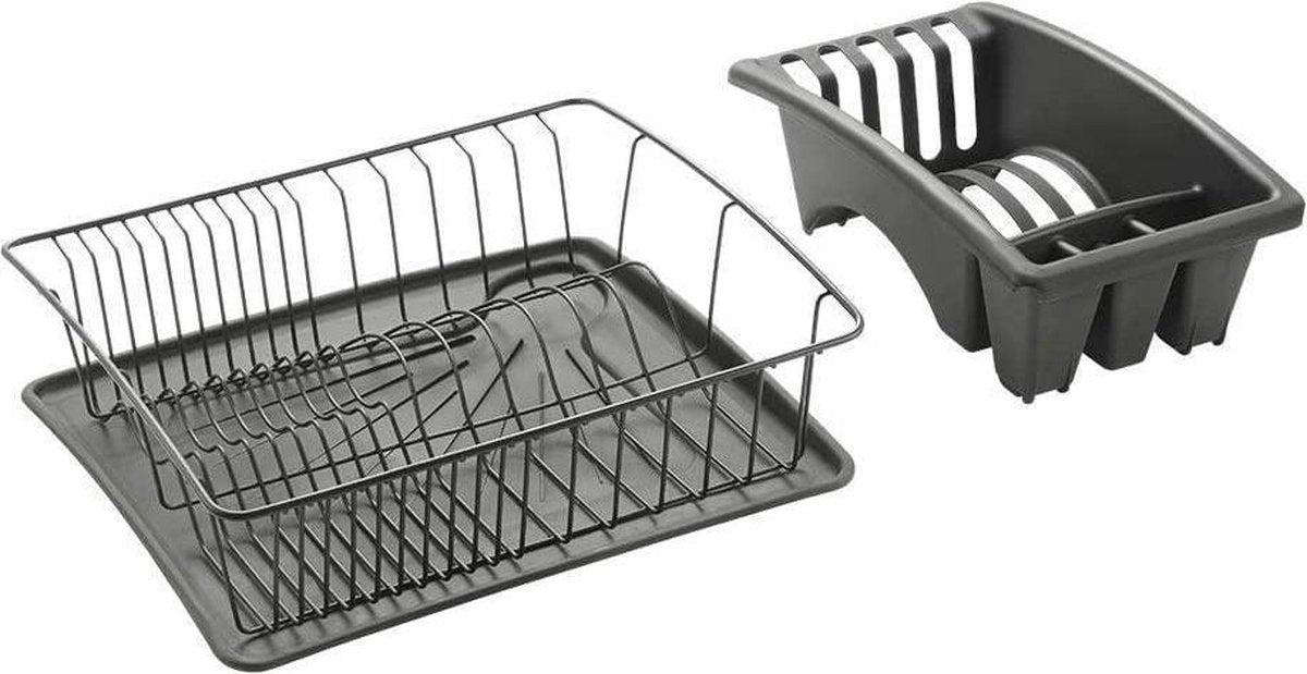Metaltex Afdruiprek Aquatex 35 X 30 Cm Antraciet/Zwart 3-Delig