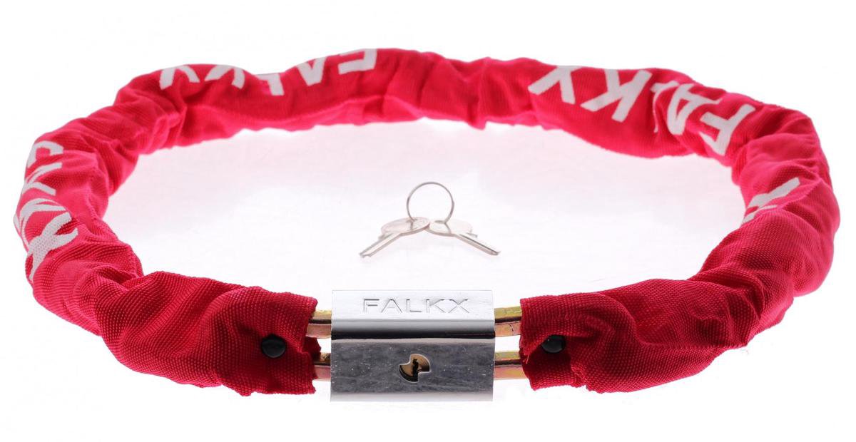 Falkx Kettingslot Met Nylon Hoes Blokslot 1200 X 8 Mm Rood