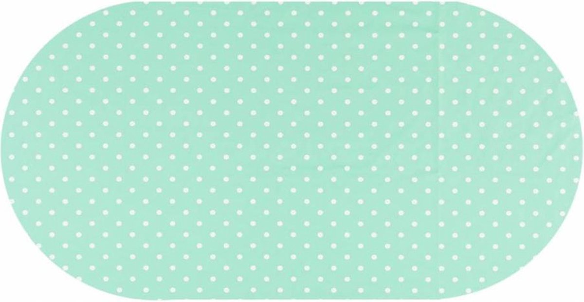 MixMamas Tafelzeil Ovaal - 140 x 250 cm - Stippen - Mintgroen/Wit