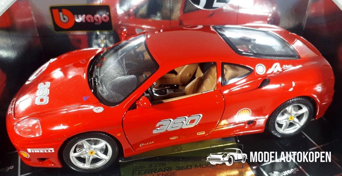 Ferrari 360 Modena Challenge (Rood) (30 cm) 1/18 Bburago - Modelauto - Schaalmodel - Model auto - Schaal model - Miniatuurauto - Miniatuur autos