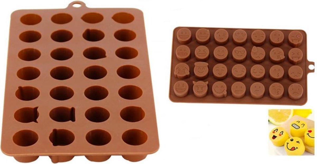 ProductGoods - Siliconen Chocoladevorm Emoticons - Emojis Chocolade Mal Fondant Bonbonvorm - Ijsblokjesvorm