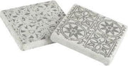 4 Glas onderzetters cement met oosterse print grijs