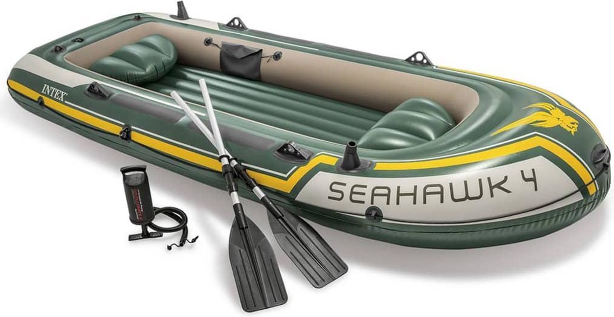 Intex Seahawk 4 Opblaasboot met roeispanen en pomp 68351NP