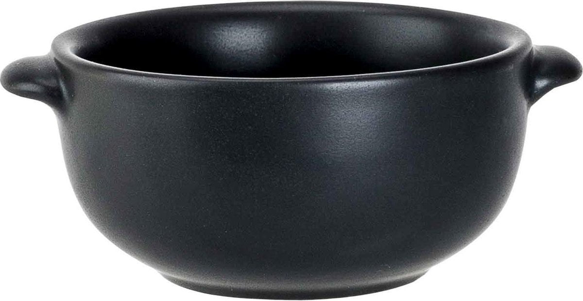 6x Zwarte soepkommen van porselein 10 cm rond - Keuken/kookbenodigdheden - Servies - Soep serveren - Soepbekers/soepkommen 1 stuks