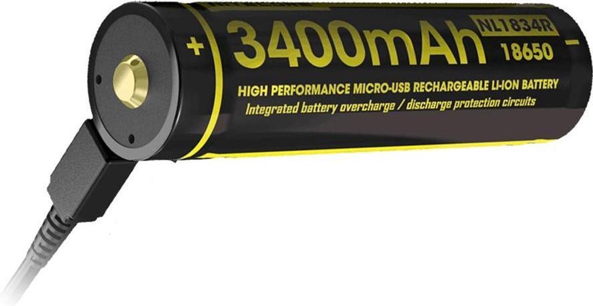 Nitecore NL1834R USB Oplaadbare 18650 Li-Ion batterij 3400mAh
