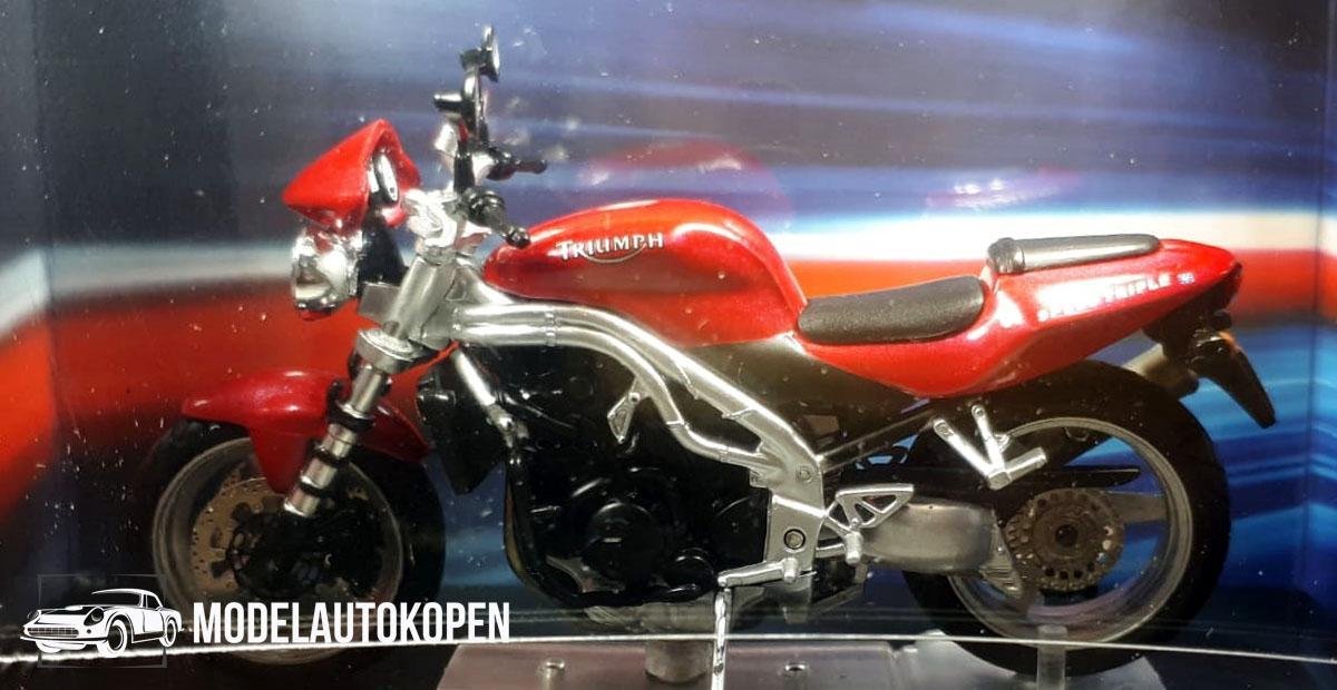 Triumph 955 Speed Triple (Rood) (12 cm) 1/24 Atlas - Modelmotor - Schaalmodel - Model motor - Miniatuurmotor - Miniatuur motor