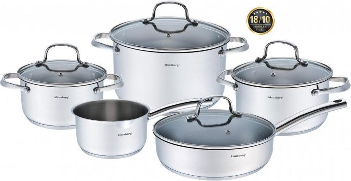 Klausberg 7215 pannenset – 9 delig – Prestige II - RVS – Alle warmtebronnen