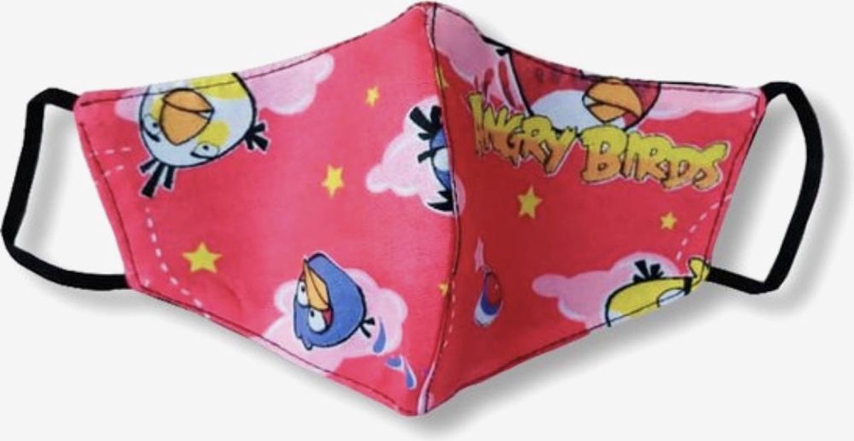 Mondmaskers Kinderen Mondkapje Cartoon Mondmaskers Kind Mondkapje - Angry Bird - 6 Jaar en Jonger