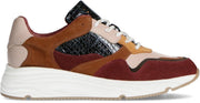 Manfield - Dames - Bordeaux rode sneakers met crocoprint - Maat 40