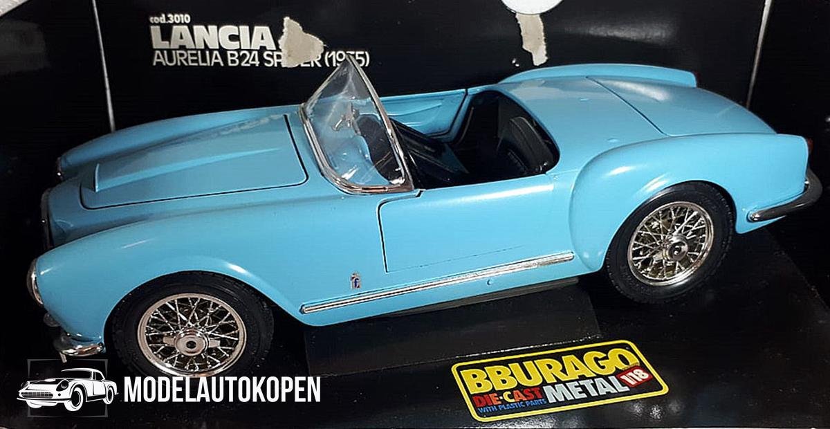 Lancia Aurelia B24 Spider 1955 (Turquoise) 1/18 Bburago - Modelauto - Schaalmodel - Model auto - Miniatuurautos - Miniatuur auto