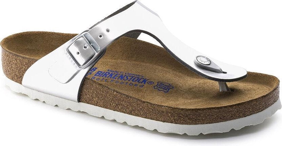 Birkenstock - Dames Sandalen Gizeh NL WB Metallic Silver (regular) - Zilver - Maat 37