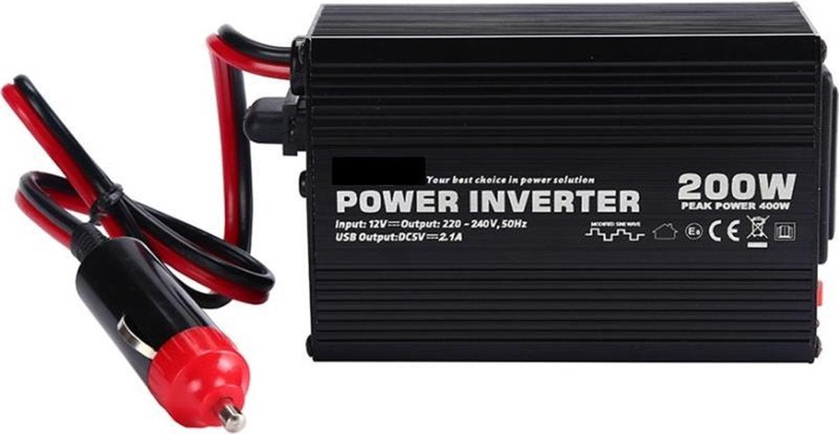 Spanningsomvormer - 12V DC naar 230V AC / 200W