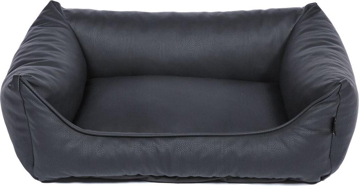 snObbs Wodan XS Hondenmand - Hondenkussen – Luxe Lederlook Hondenbank – Easy to Clean Hondenbed - Hypoallergeen – 70 x 50 x 20 – Zwart