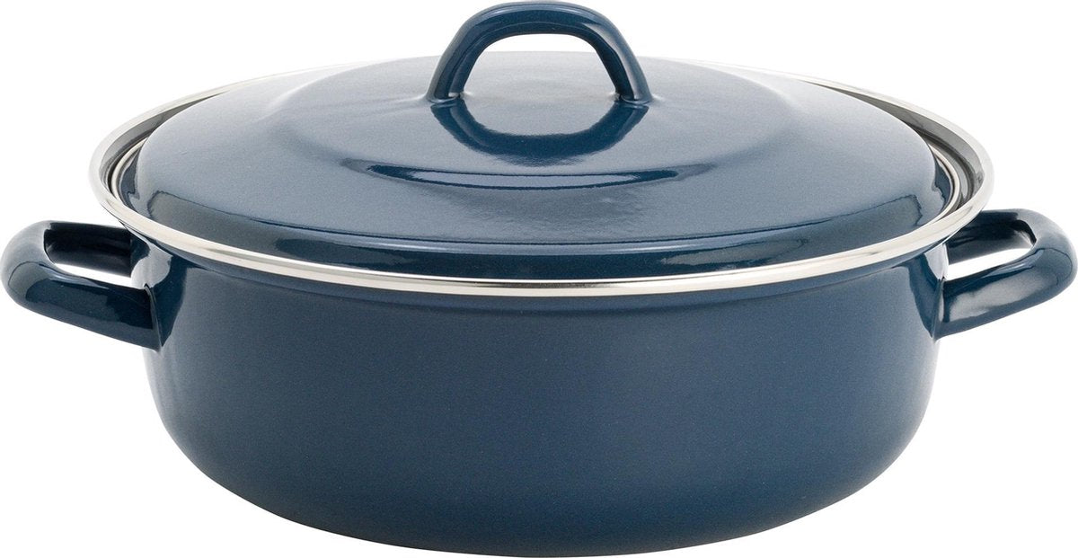 Lite-Body - Emaille - Magnus Braadpan 28cm/3l met deksel - Inductie - Blauw