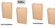 500x Grillzakken Nature Kraft 140+70x220mm bruin- gril kip panini brood zak warm snacks