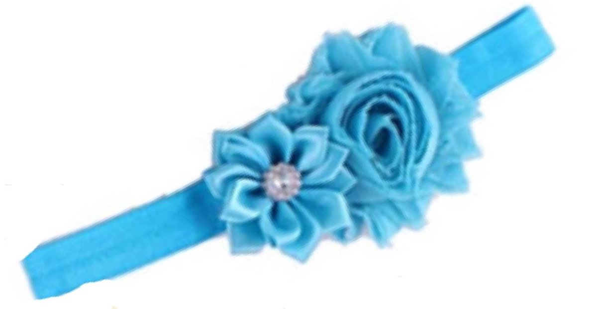 Haarband Baby - Dubbele Bloem - Blauw