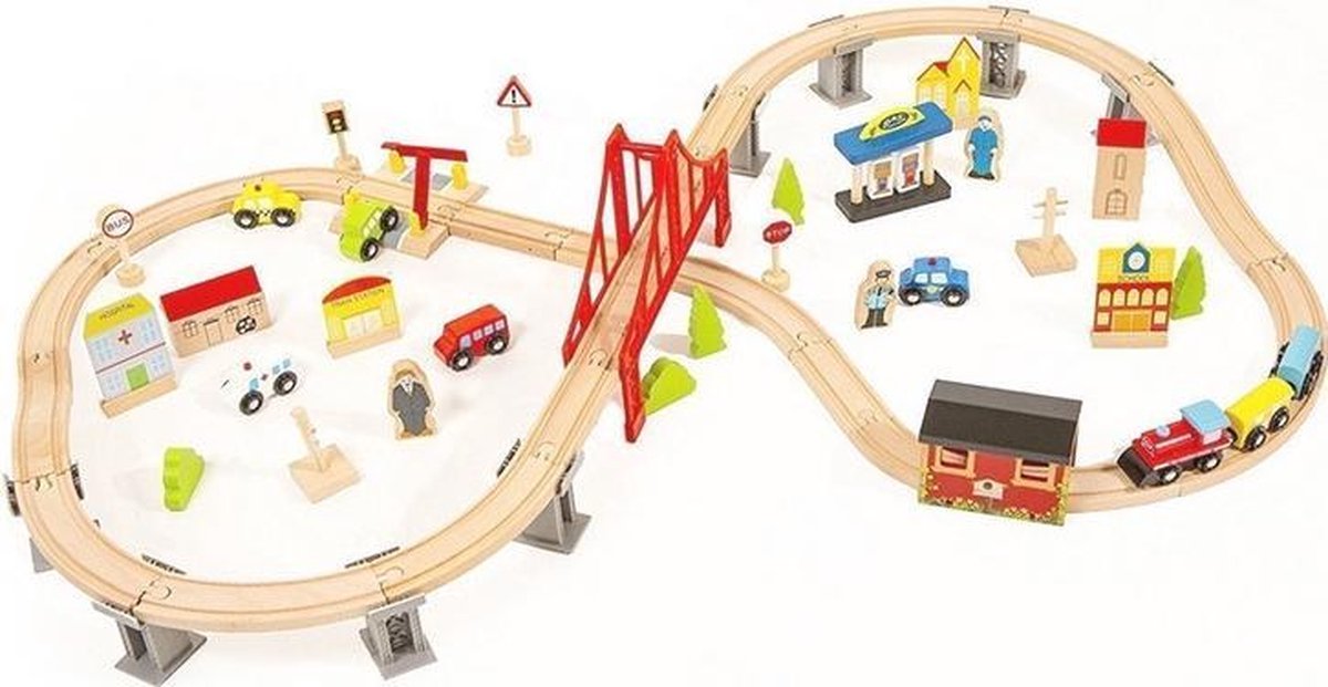 Valetti Houten treinbaan (70 delig)