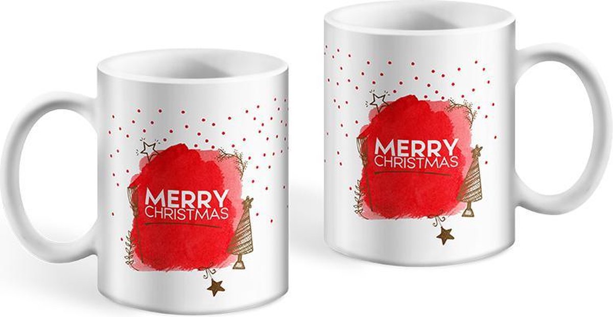 bijStip Kerst Mok Christmas - Rood en Wit - 300ml