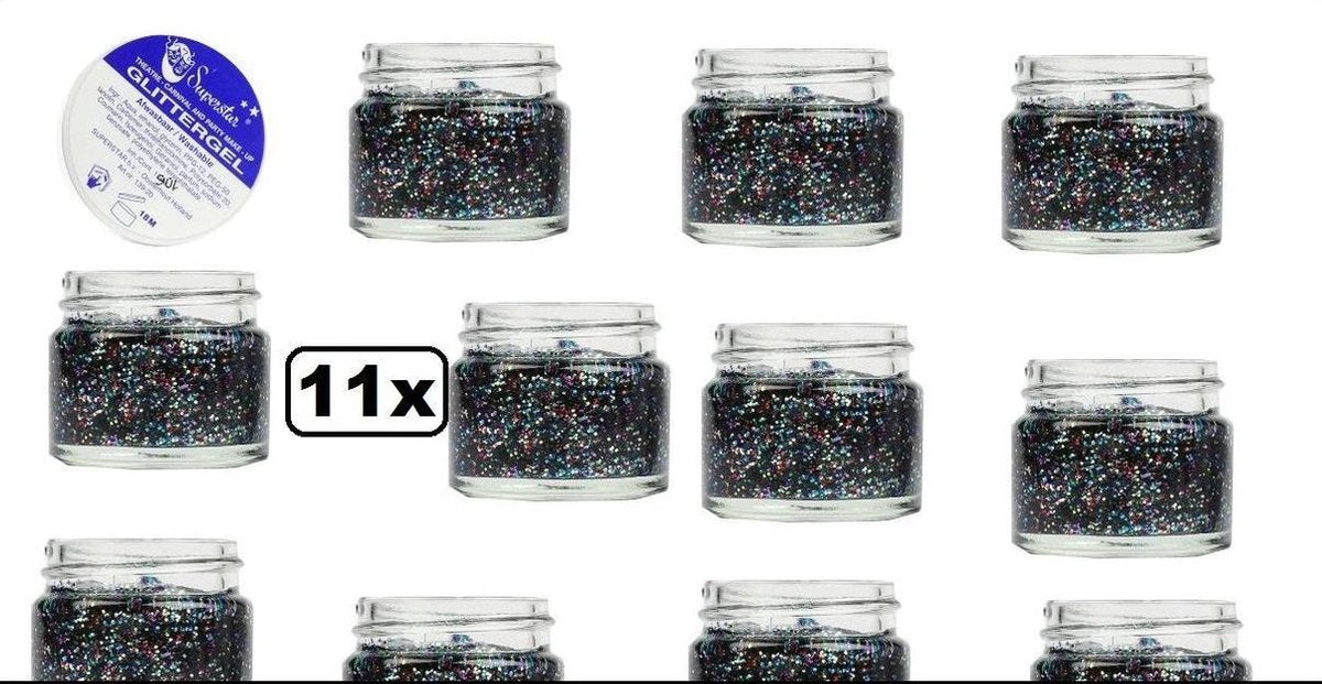 11x Gel superstar glitterbont (huid&haar) 15 ml