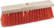 Harde straatbezem/buitenbezem kop elaston 32 cm met rode synthetische haren - schoonmaken - bezems