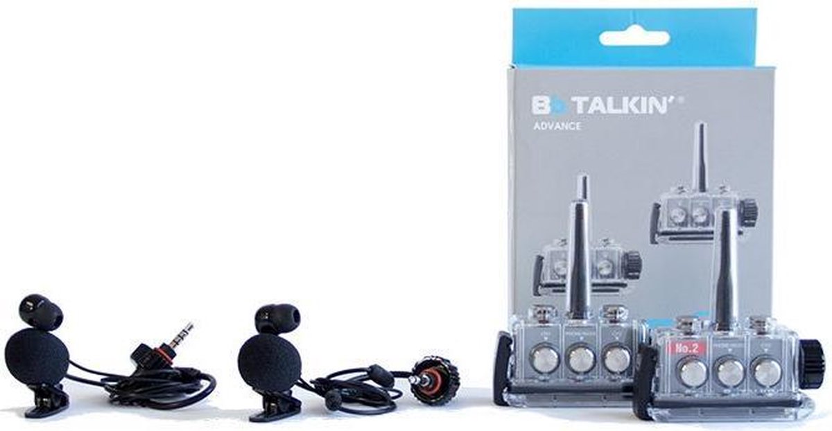Lange afstand bluetooth IPX7 waterdicht intercom set met 2x mono (in ear) oordopje en losse draad mic voor motor